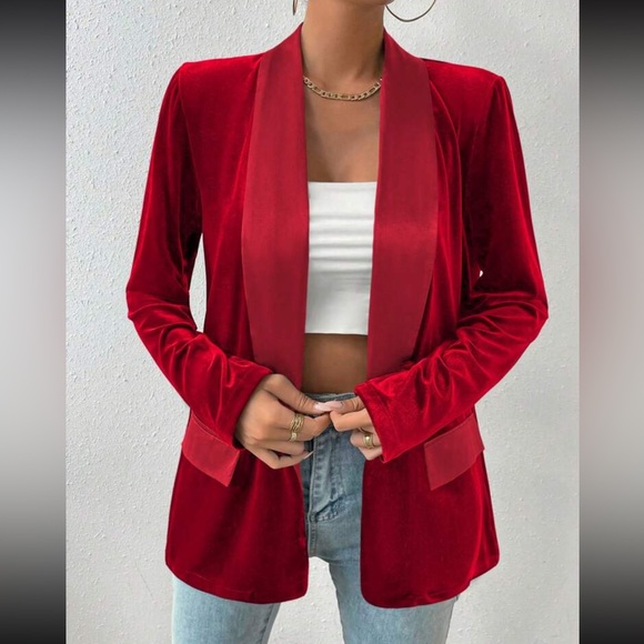 Set of 2 Emerald green / red blazer jacket- velvet velour - Picture 5 of 11